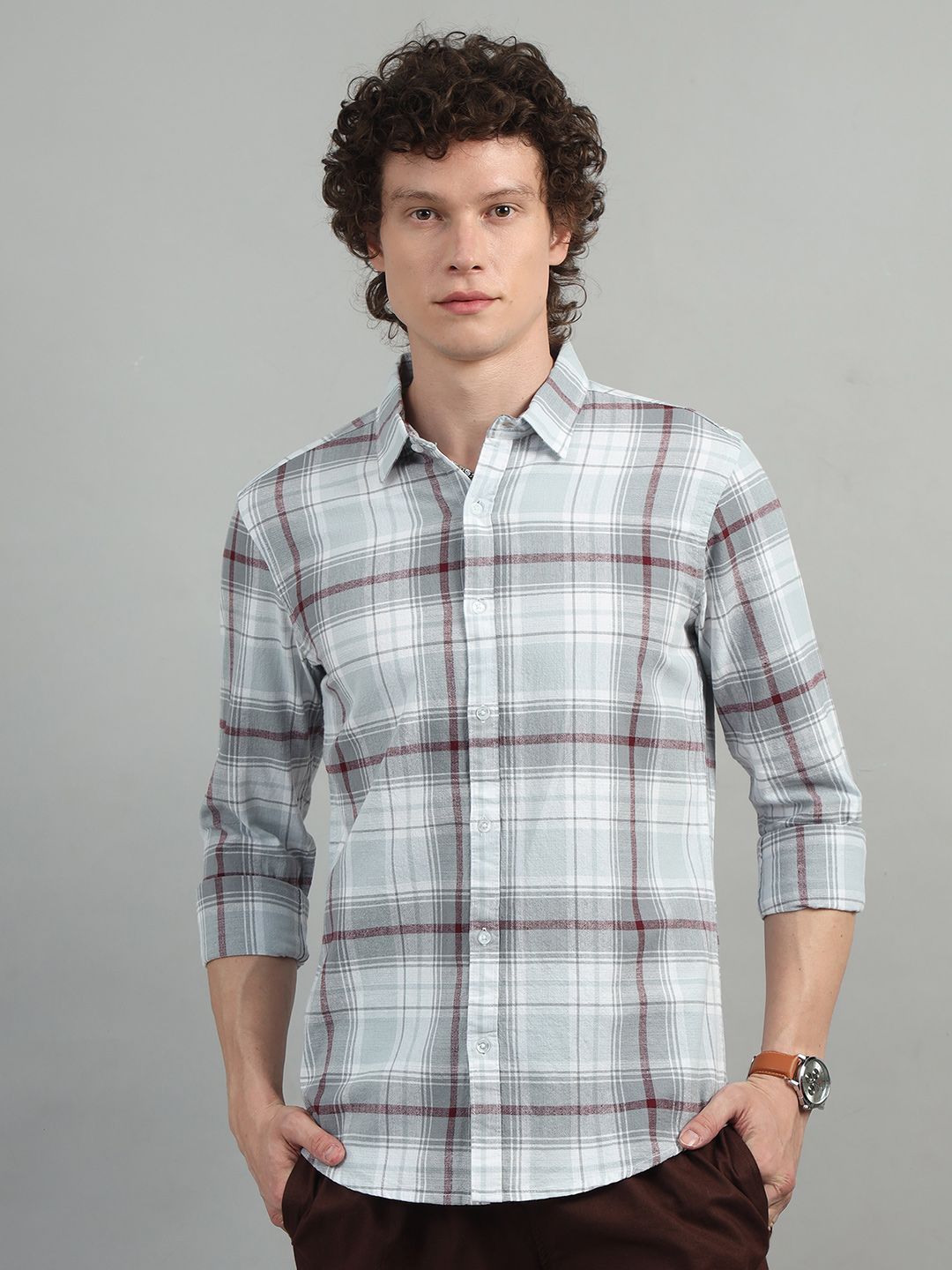 Bushirt Classic Tartan Checked Cotton Casual Shirt
