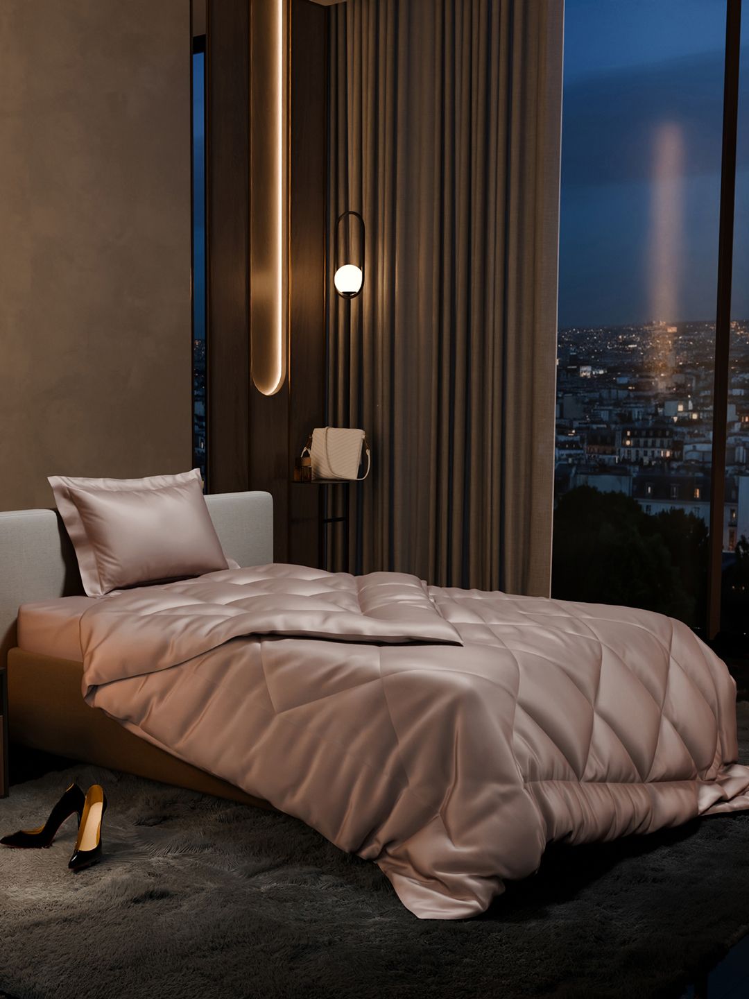 Stoa Paris Date Night Collection Champagne 3 Pieces Single Bedding Set