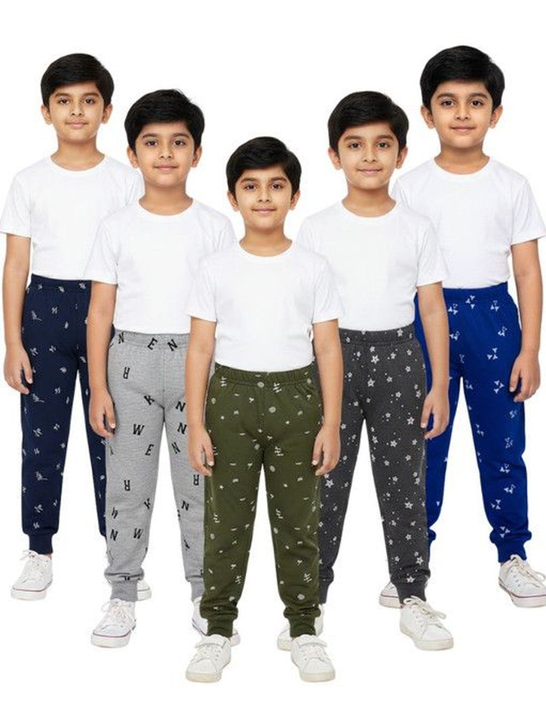 Pack of 5 Regular Fit Typography Joggers
