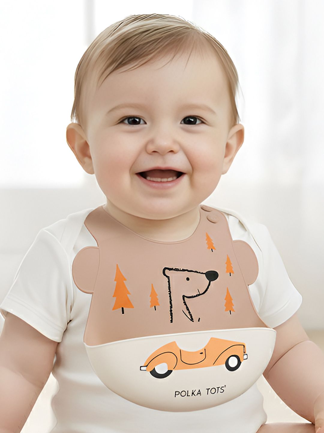 Polka Tots Kids Printed Waterproof Silicone Feeding Bibs