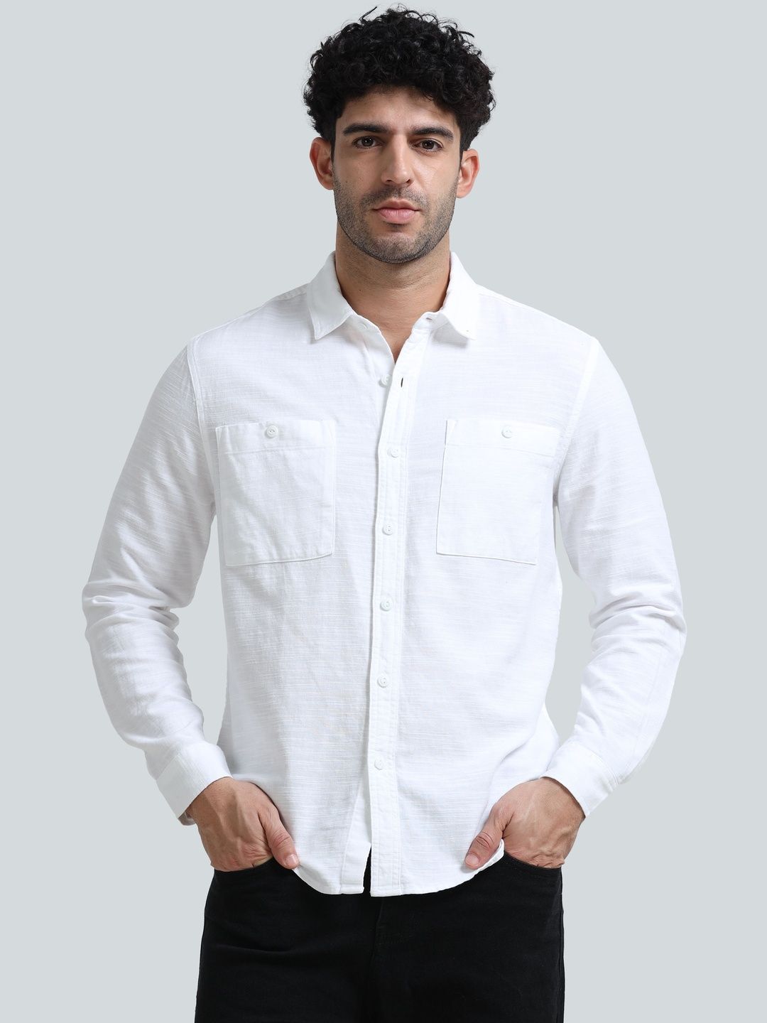 GLORYBOYZ Men Pure Cotton Solid Full Sleeves Textured Shirt