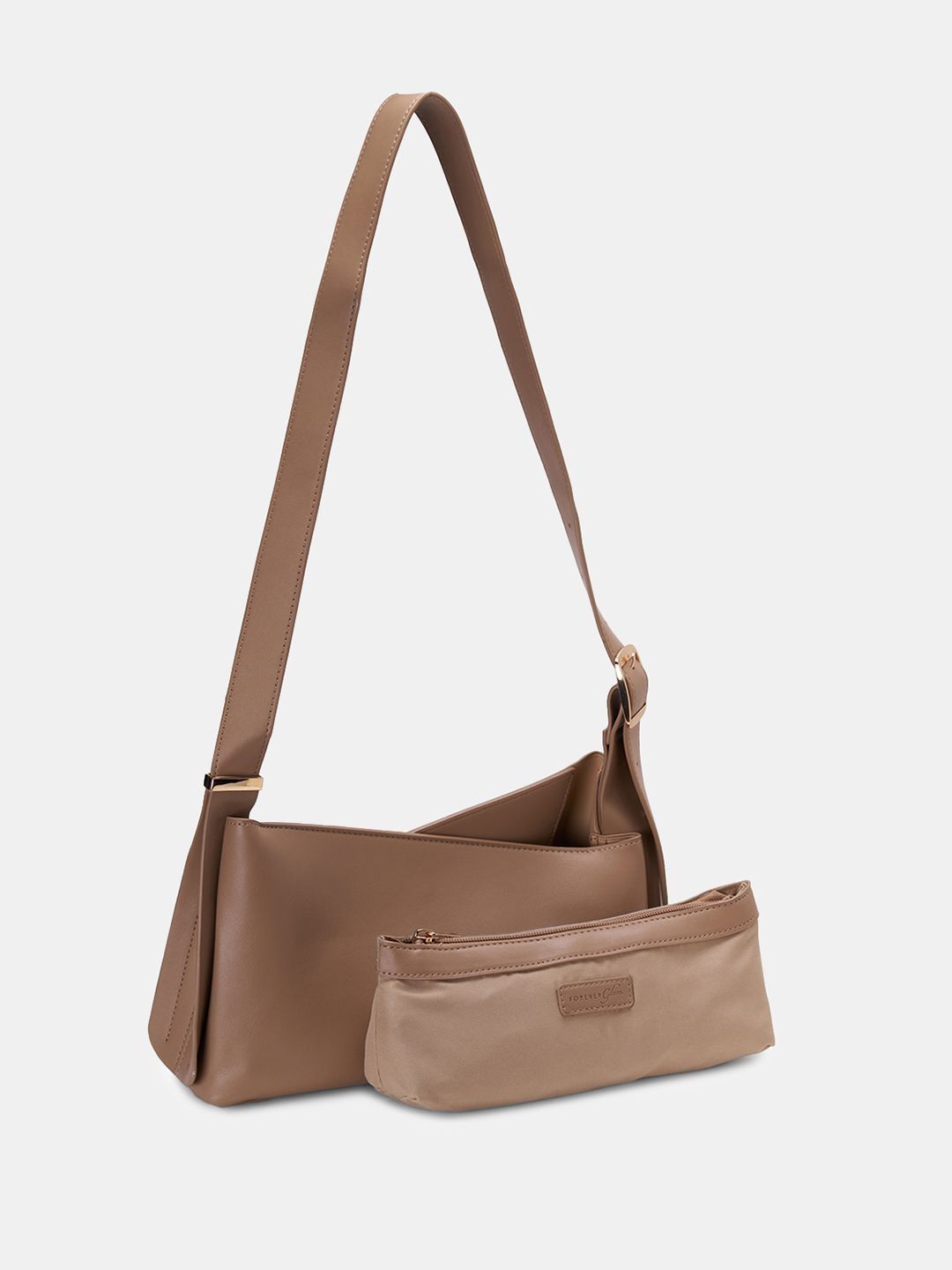 Forever Glam by Pantaloons Solid Small Half Moon Shoulder Bag With Pouch