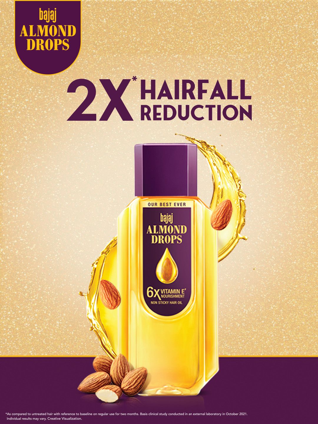 BAJAJ CONSUMER CARE Almond Drops 6X Vitamin E Nourishment Non-Sticky Hair Oil - 475ml