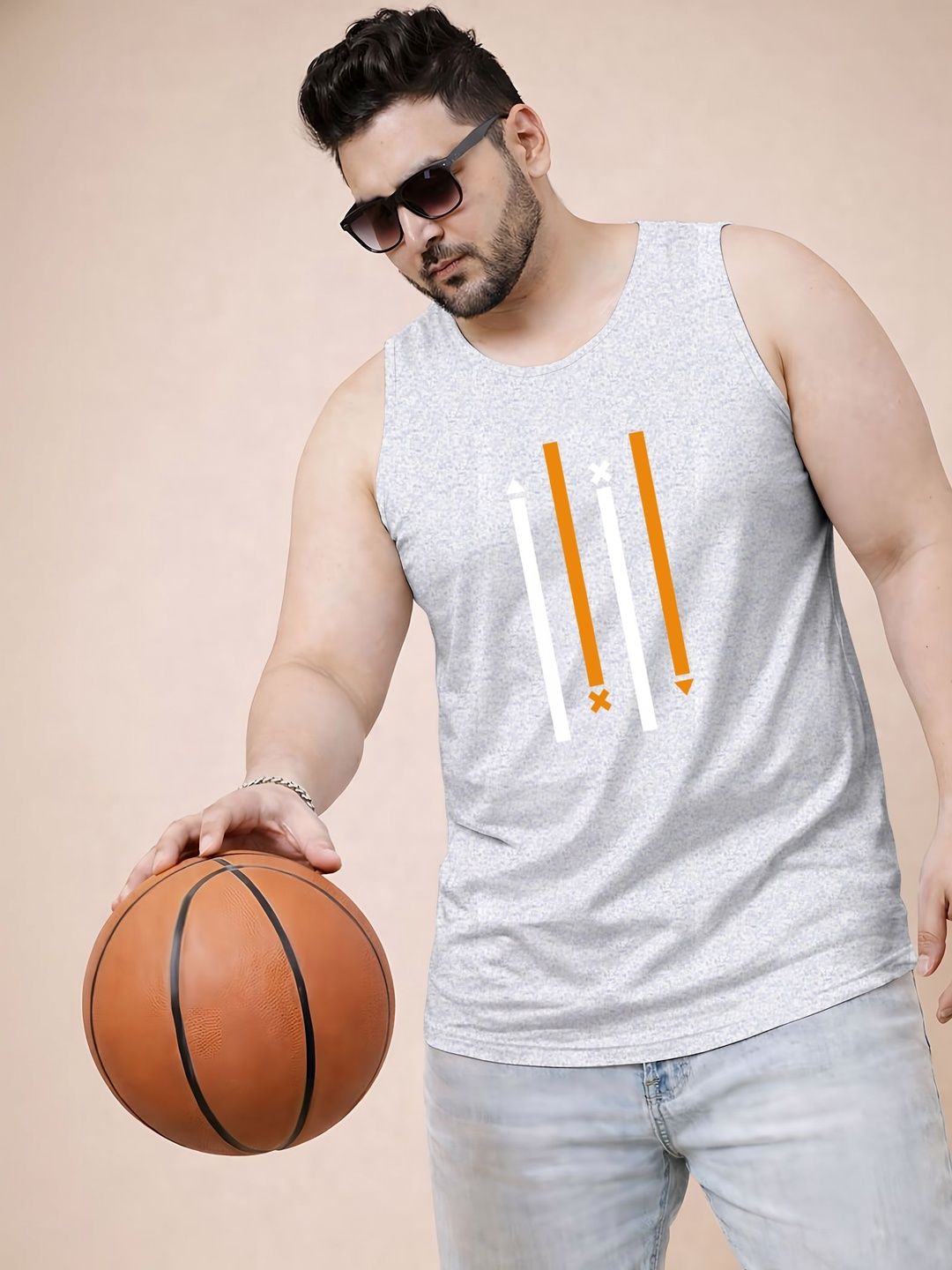Triptee Printed Cotton Gym Vest