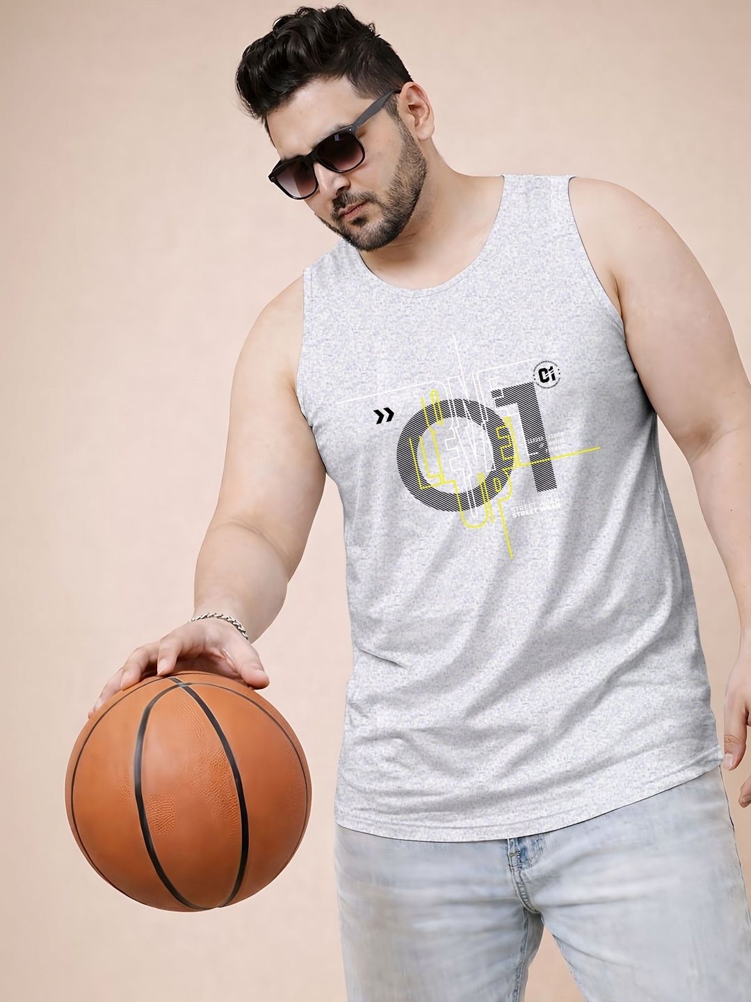 Triptee Printed Cotton Gym Vest