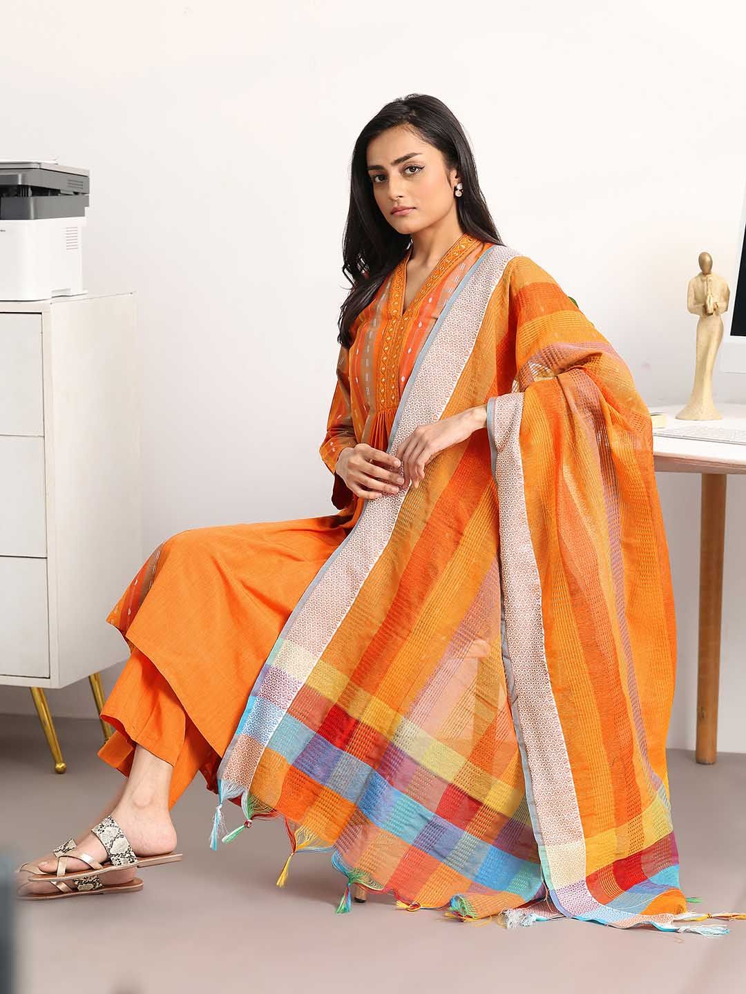 Gerua By Libas Women Ethnic Motifs Printed Regular Kurta with Trousers & With Dupatta