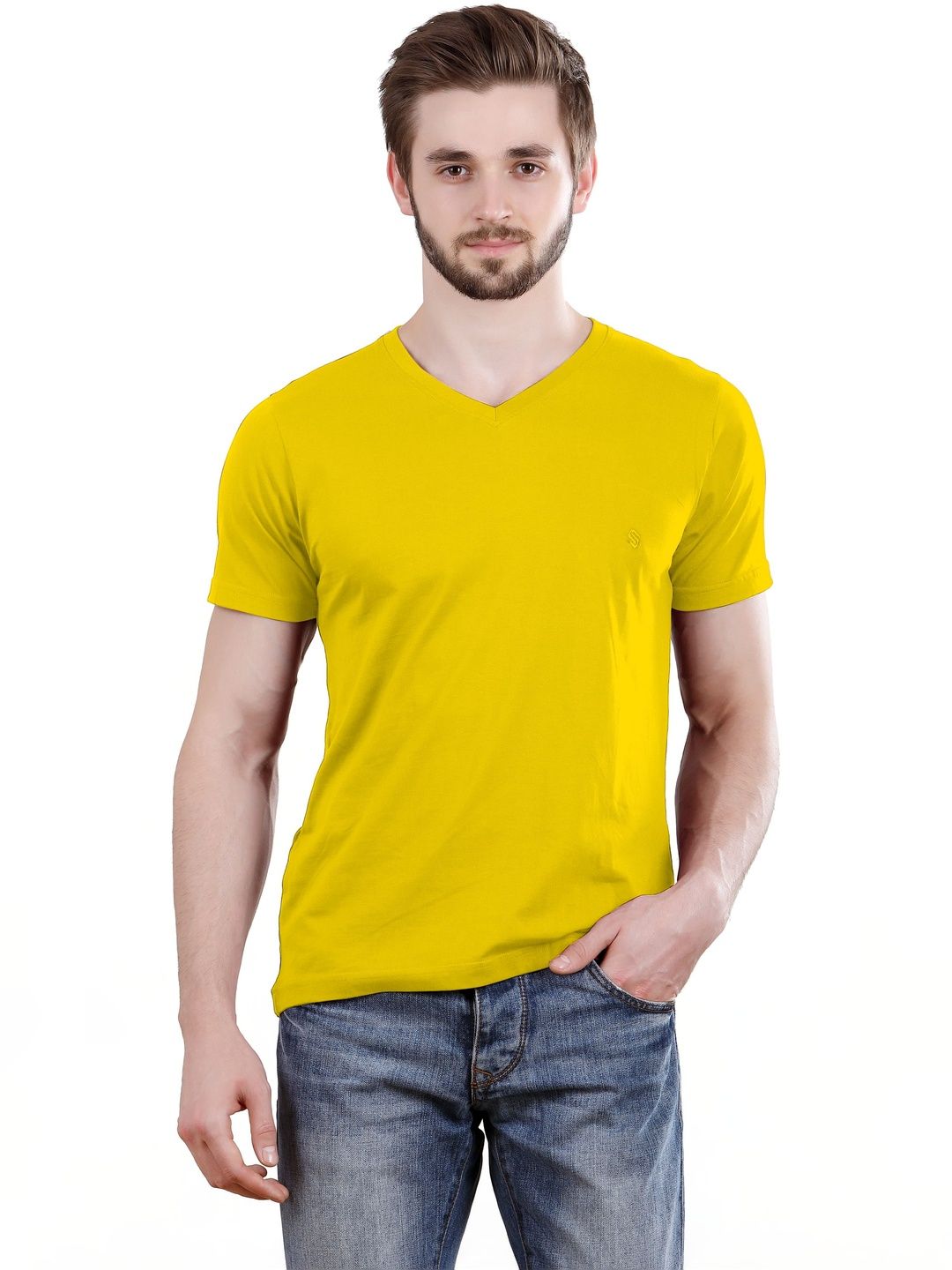 Spur Men V-Neck Pure Cotton T-shirt