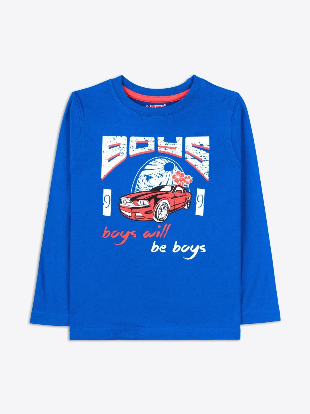 ariel Boys Blue Cotton Full Sleeve Graphic Printed Casual T-shirts