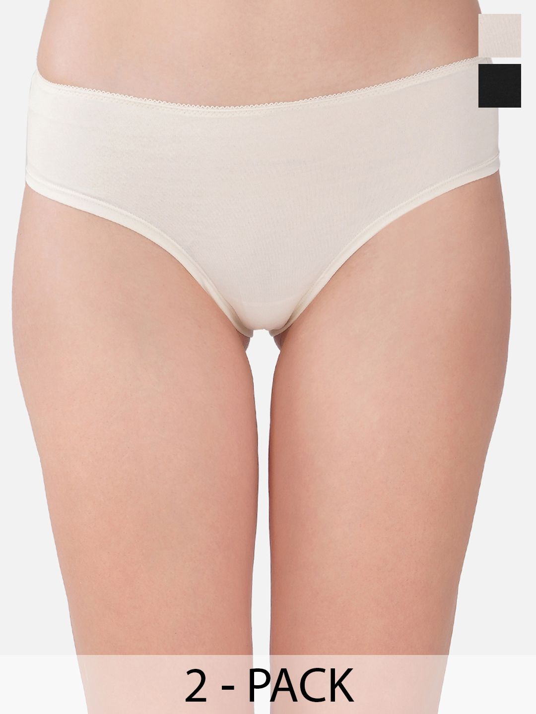 Here&Now Women Pack of 2 Premium Solid Cotton Briefs