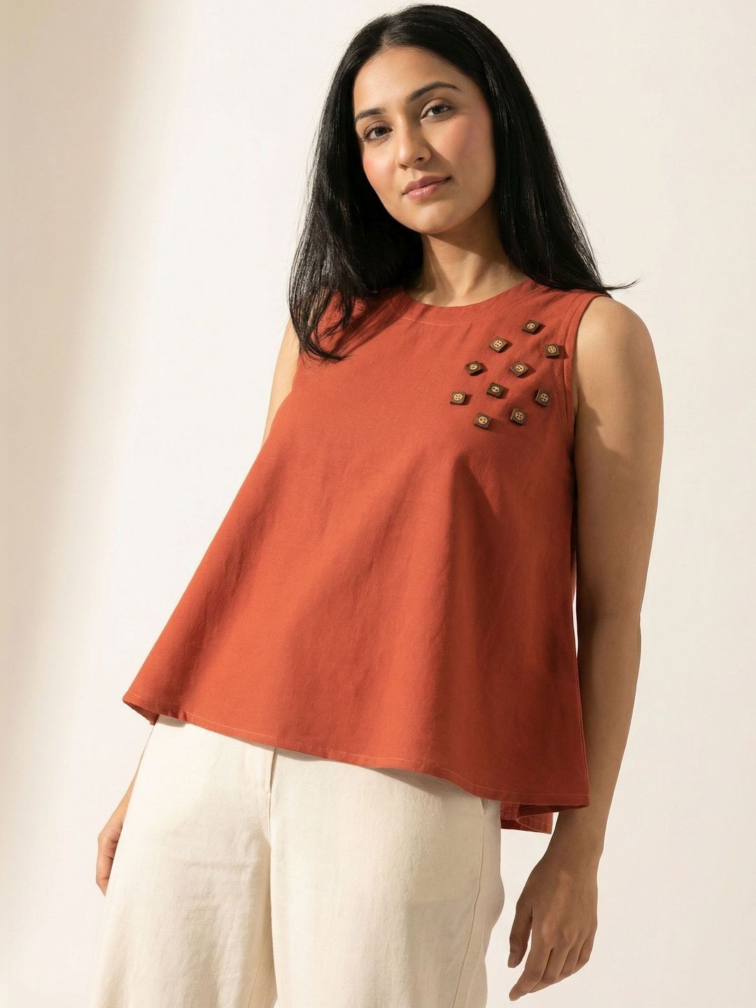 ZNKL Applique Cotton Top