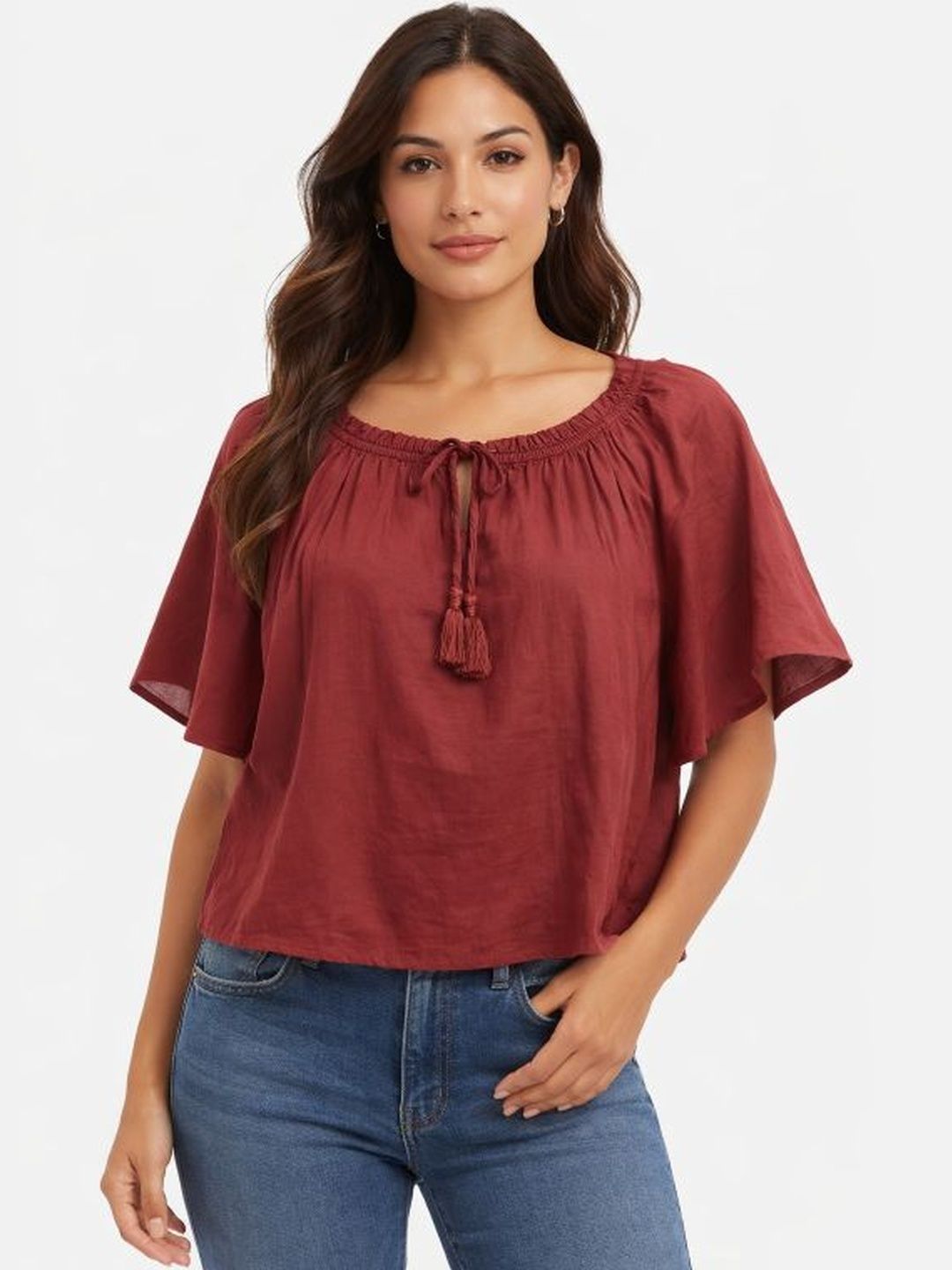 NoBarr Flared Sleeve Bohemian Cotton Top