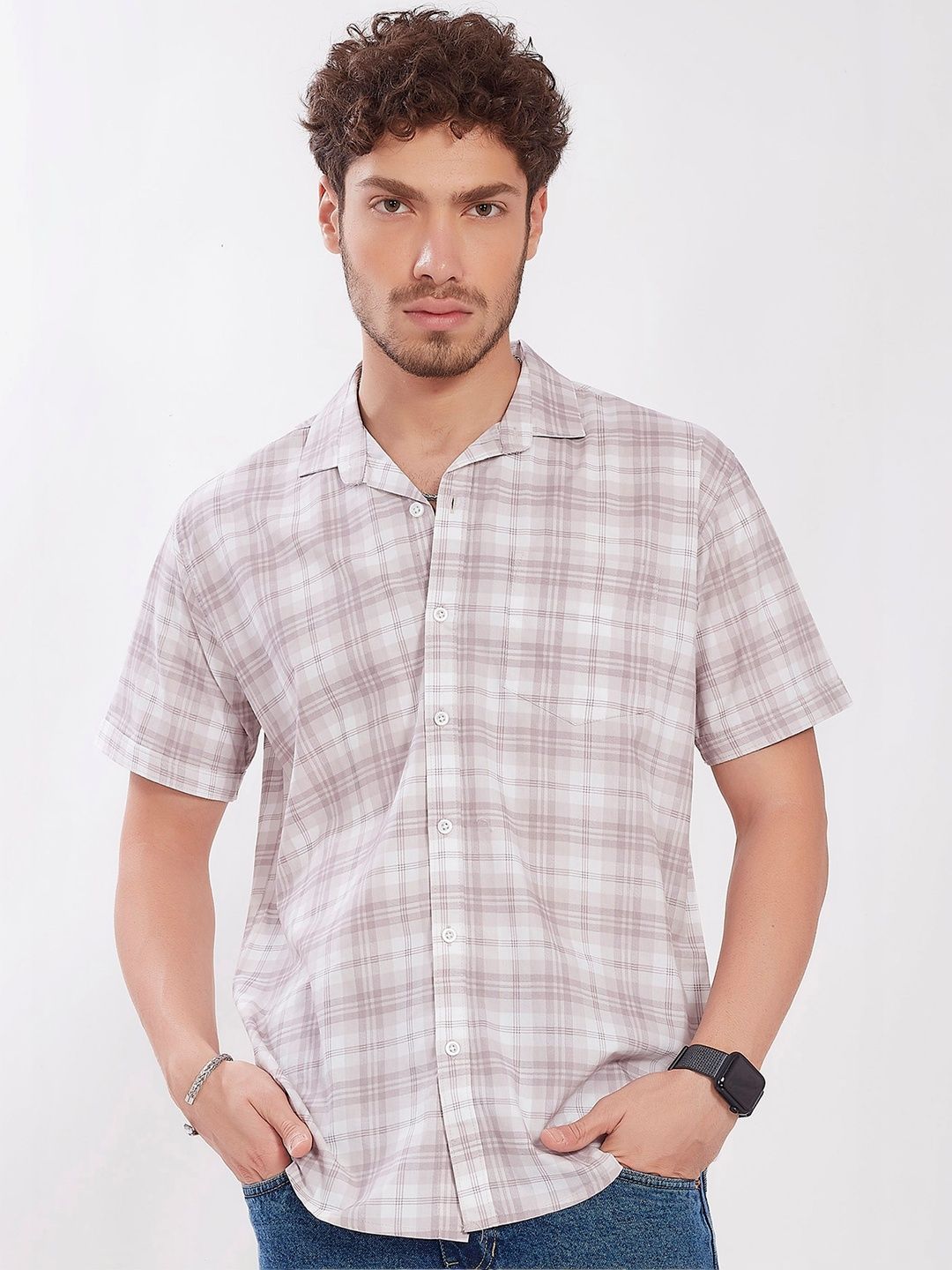 Mast & Harbour Men Comfort Slim Fit Checked Casual Shirt