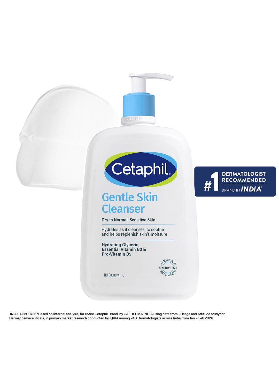 Cetaphil Gentle Skin Cleanser Hydrating Face Wash with Niacinamide & Vitamin B5 - 1000 ml