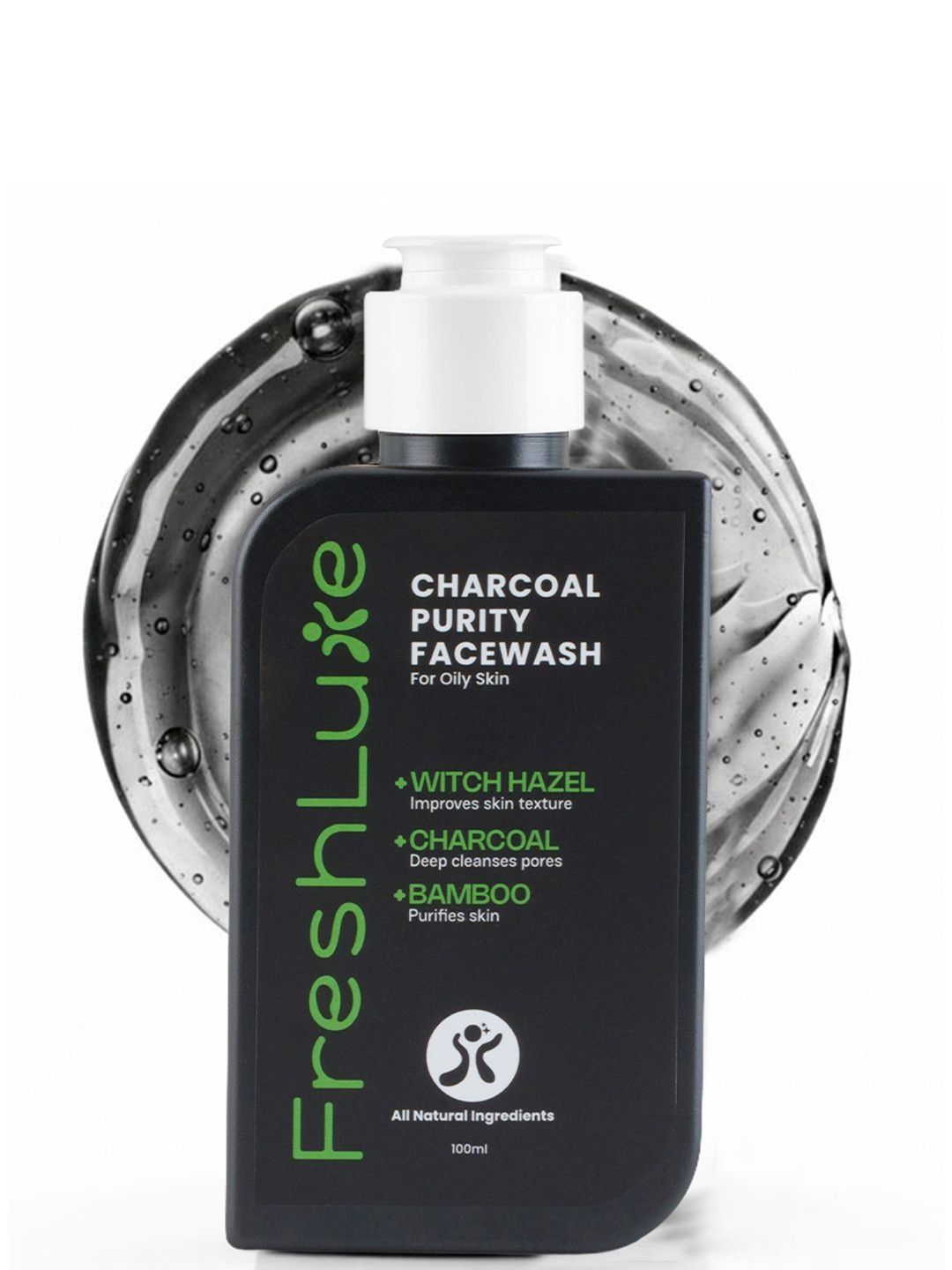 Freshluxe Charcoal Purity Face Wash for Oily & Pollution Free skin with Witch Hazel 100 ml