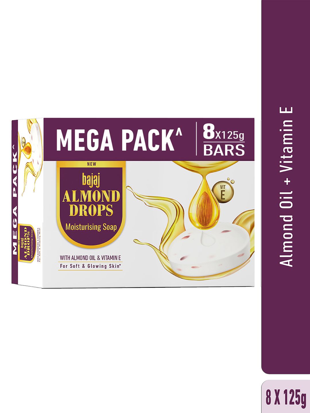 BAJAJ CONSUMER CARE Set of 8 Almond Drops Moisturizing Soaps - 125 g Each