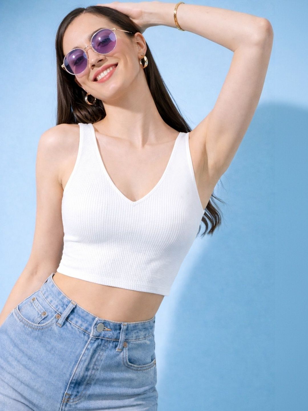 LADYGLOW Cotton Tank Crop Top