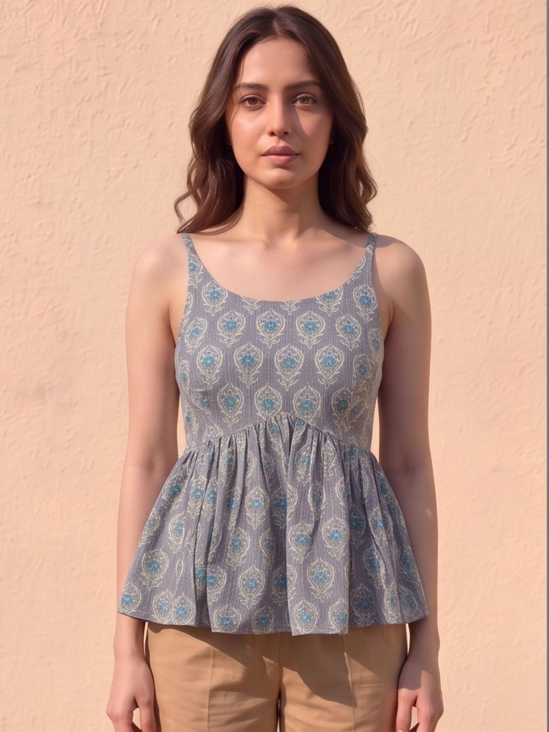 MAAND Print Ethnic Peplum Top