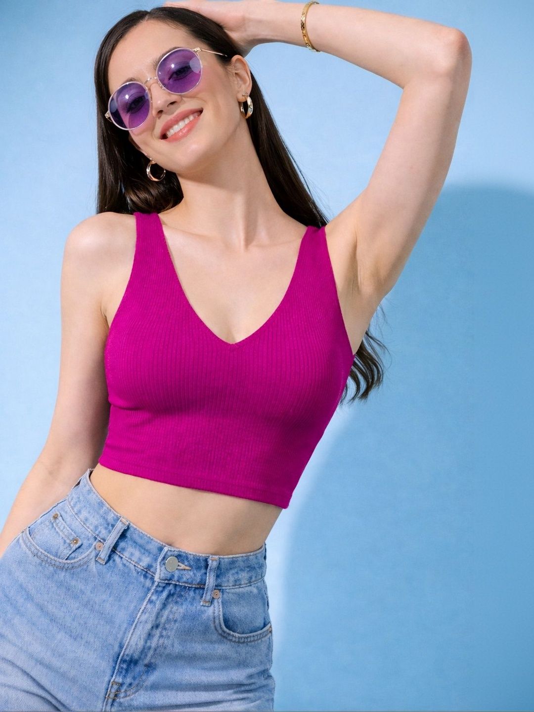 LADYGLOW Cotton Tank Crop Top