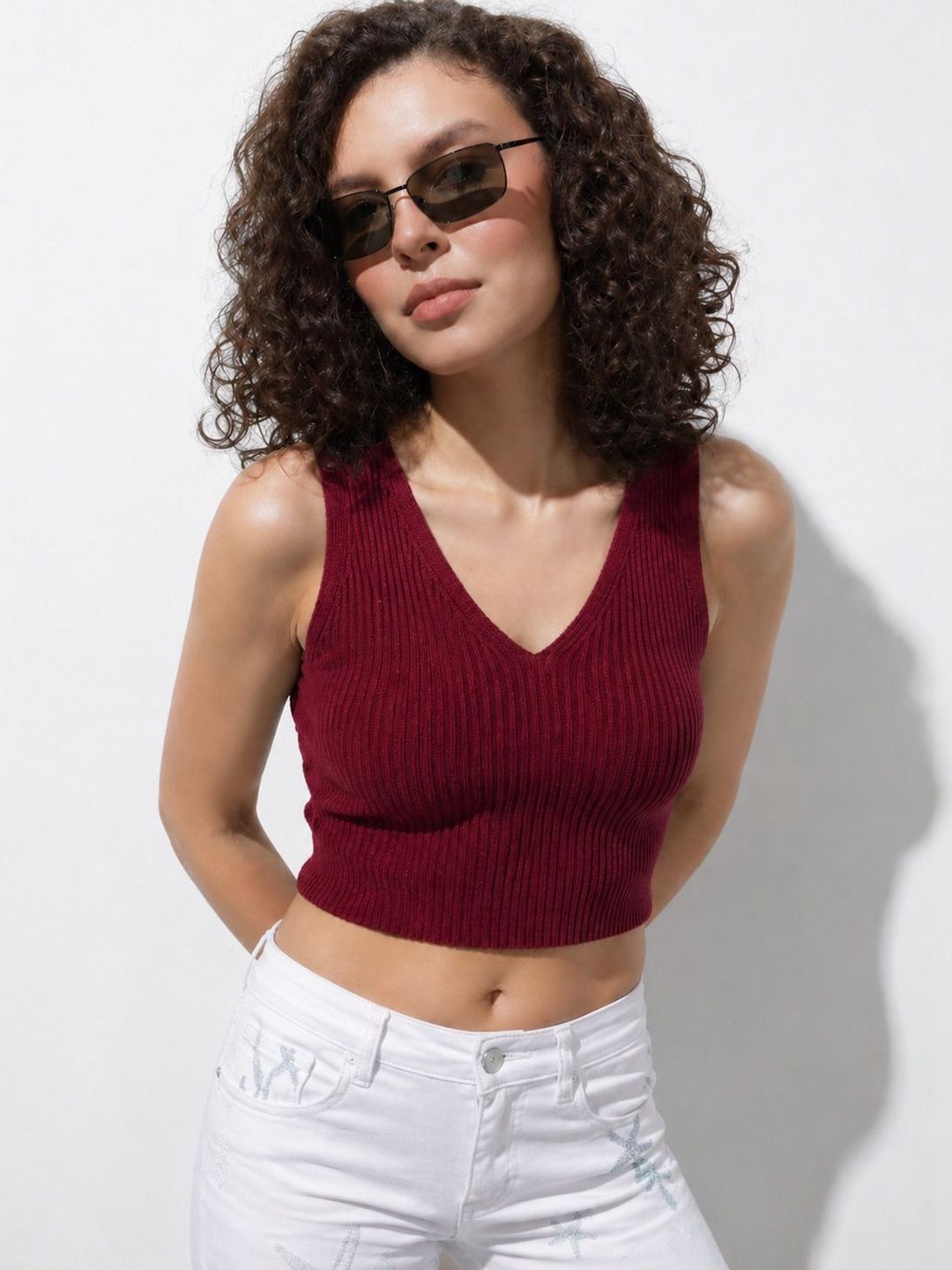 LADYGLOW Cotton Tank Crop Top
