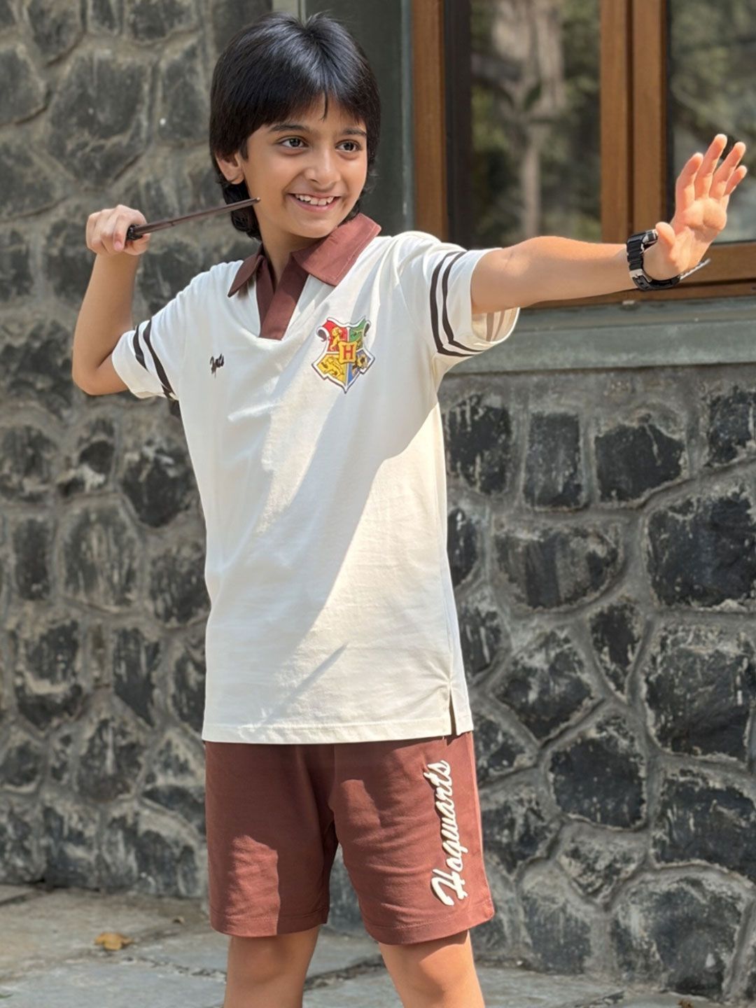 Buy Nap Chief Kids Unisex Harry Potter Hogwarts Printed Polo T Shirt With Shorts -  - Apparel for Unisex Kids