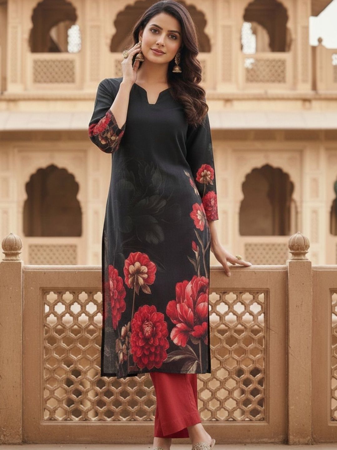 mokshi Women Floral Printed Indie Florals Kurta