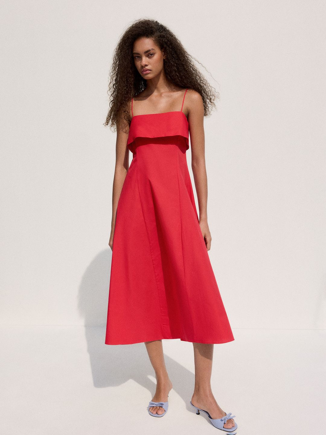Starring Hailey Bieber Shoulder Straps A-Line Midi Dress 4