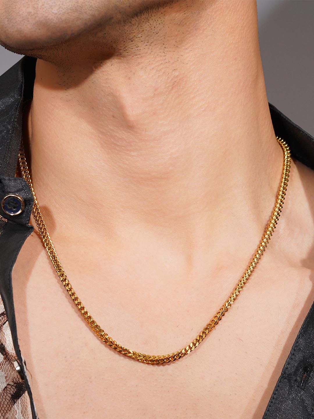 AANURA Men 18K Gold-Plated Cuban Anti-Tarnish Waterproof Stainless Steel Chain