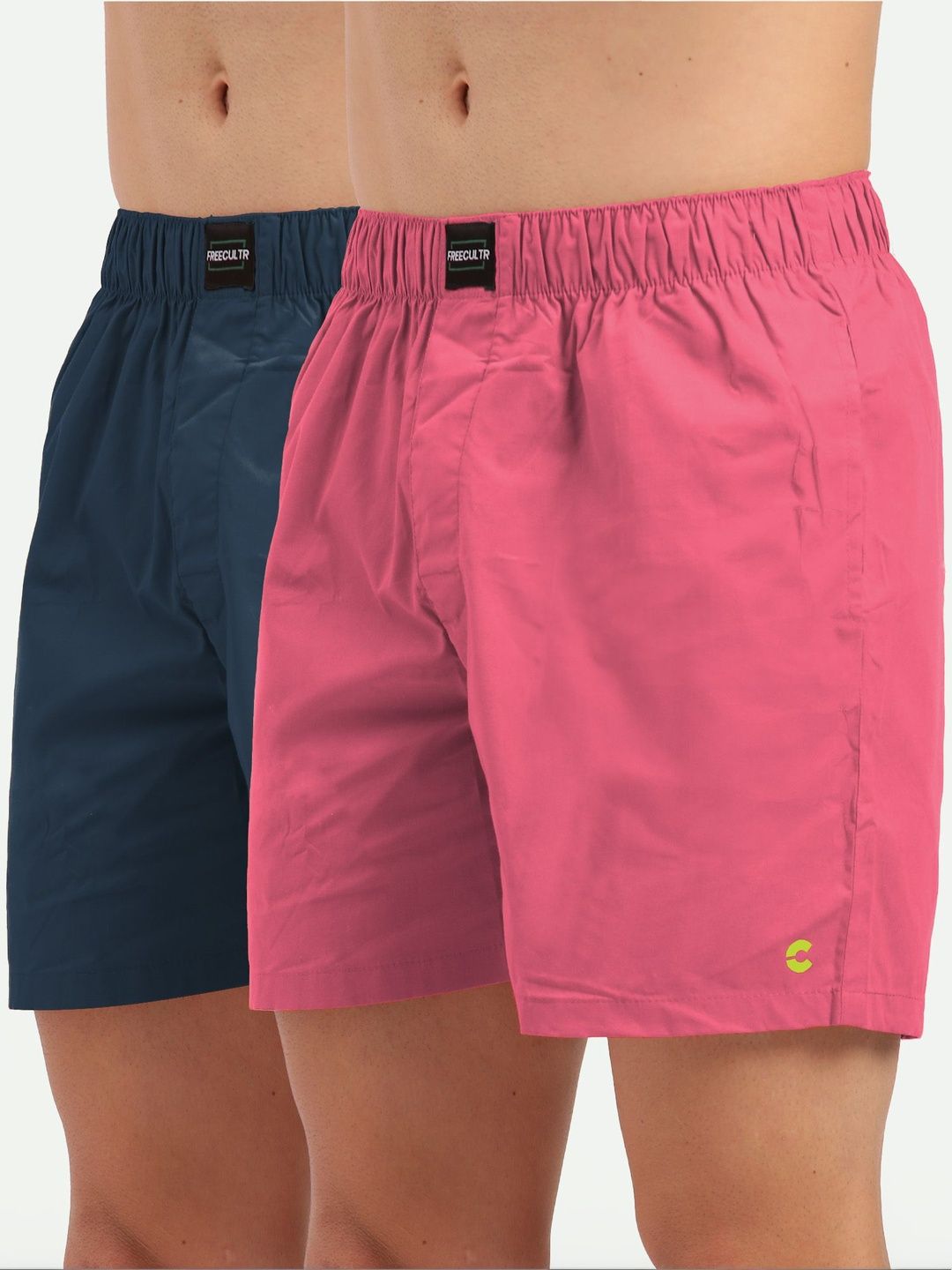 Buy FREECULTR Men Blue & Peach Pack Of 2 Solid Cotton Boxers -  - Apparel for Men
