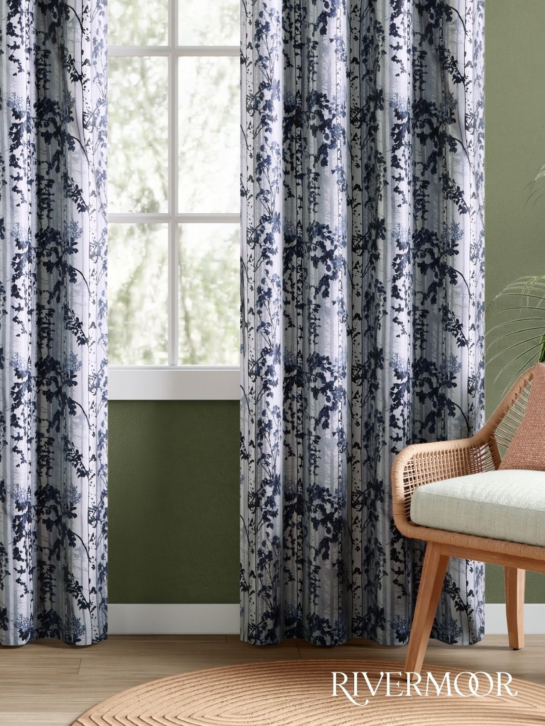RIVERMOOR Grey Set of 2 Floral Door Curtain
