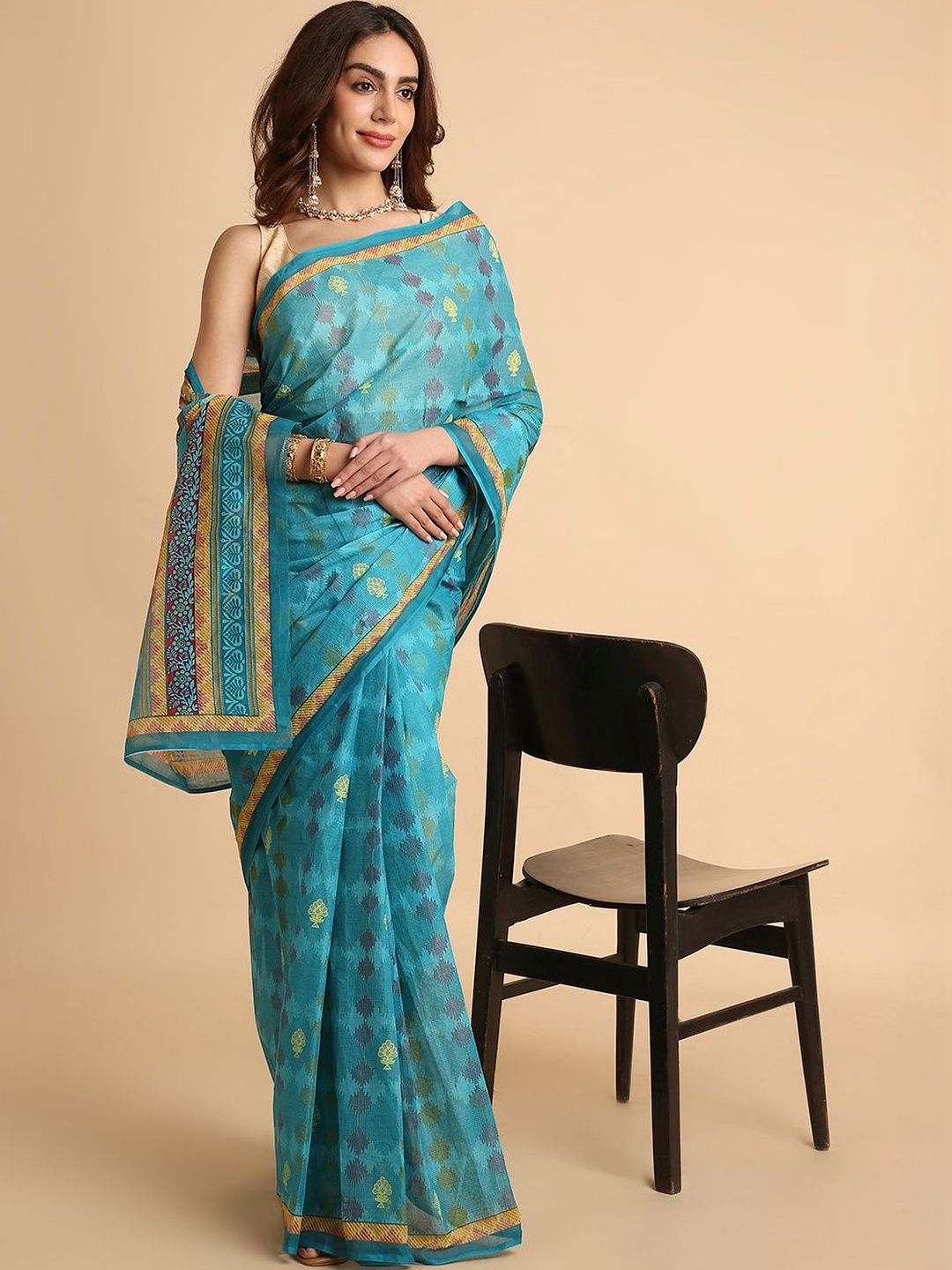 RATAN Ethnic Motifs Printed Pure Cotton Saree