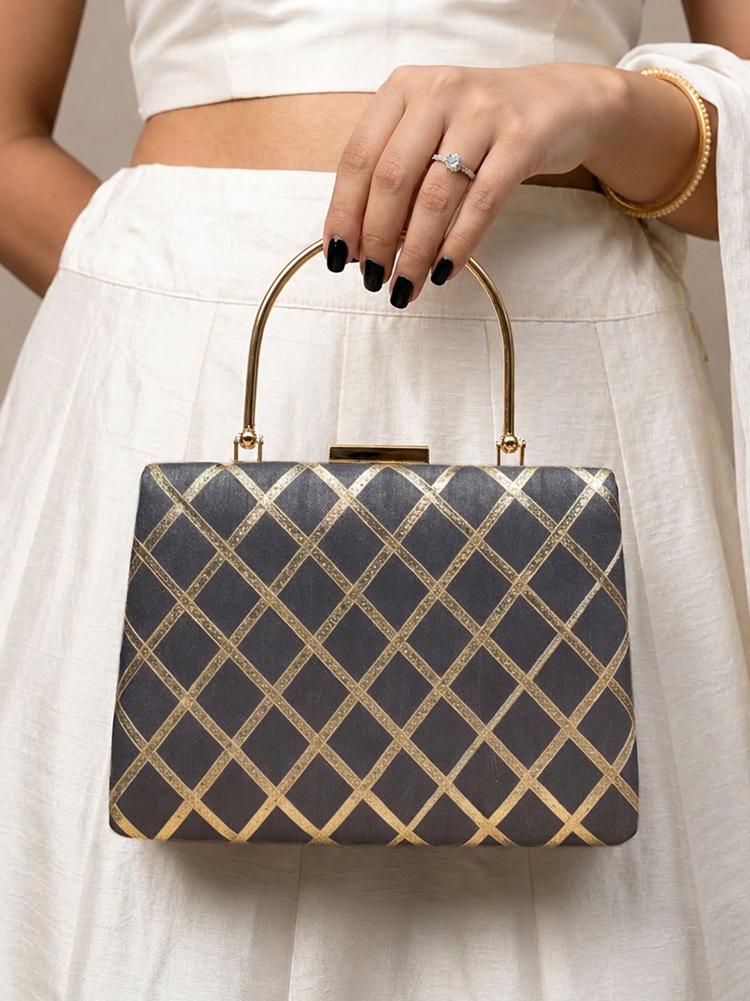 ARTKLIM Embroidered Gota Patti Box Clutch