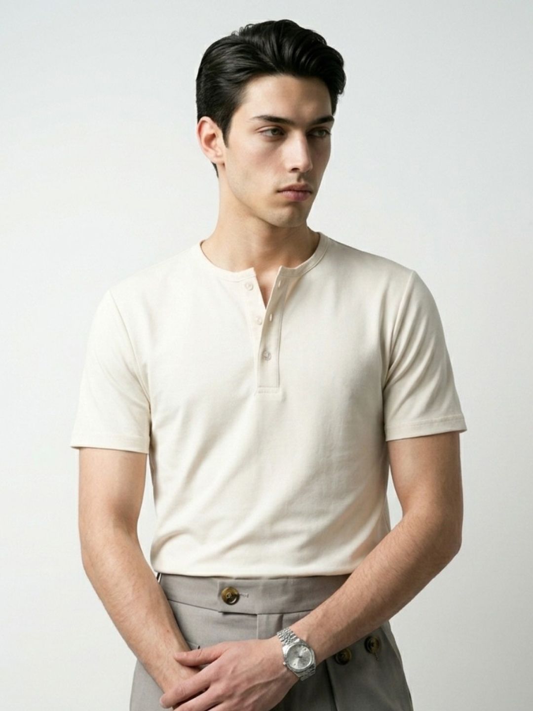 OvrWrk Men Henley Neck Regular Fit T-shirt