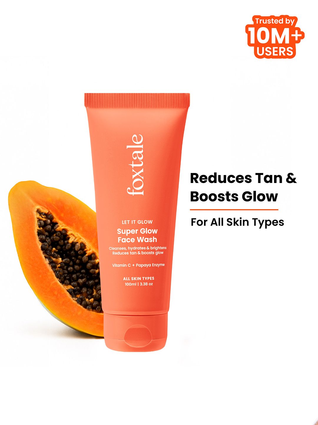 Foxtale De-Tan Super Glow Face Wash with Vitamin C and Papaya Enzyme 100ml