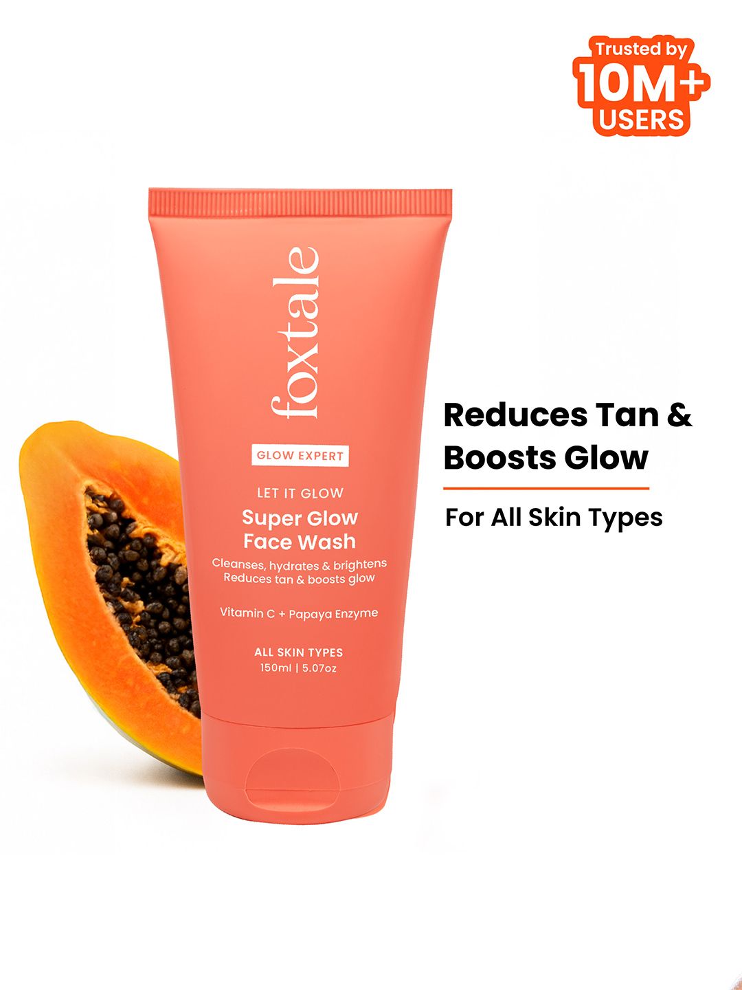 Foxtale De-Tan Super Glow Face Wash with Vitamin C and Papaya Enzyme 150ml