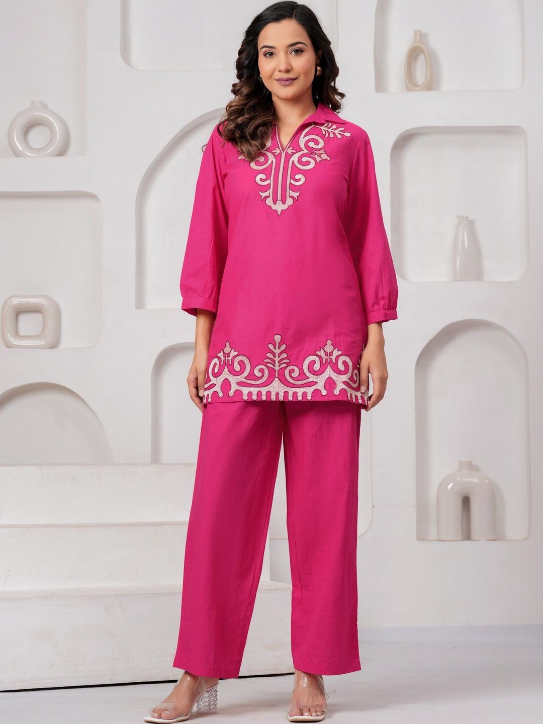 GHUMMAN SONAKSHI Cotton Embroidered Tunic with Palazzos