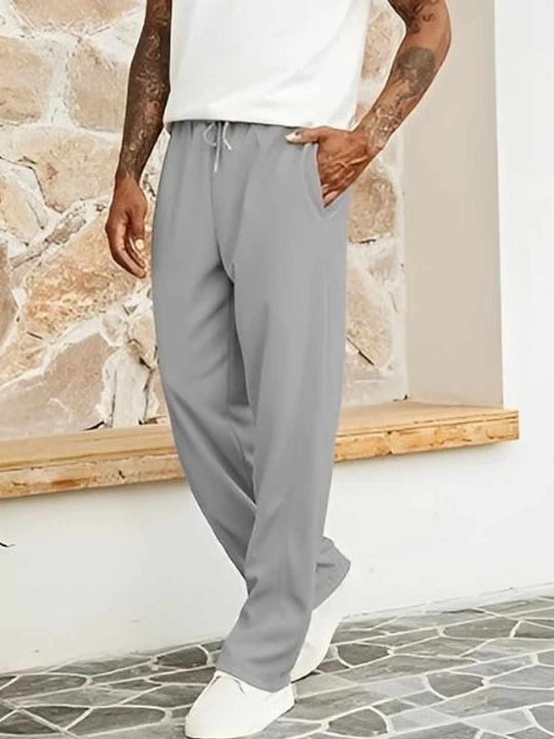 GROOFINGS Men Relaxed Easy Wash Trousers