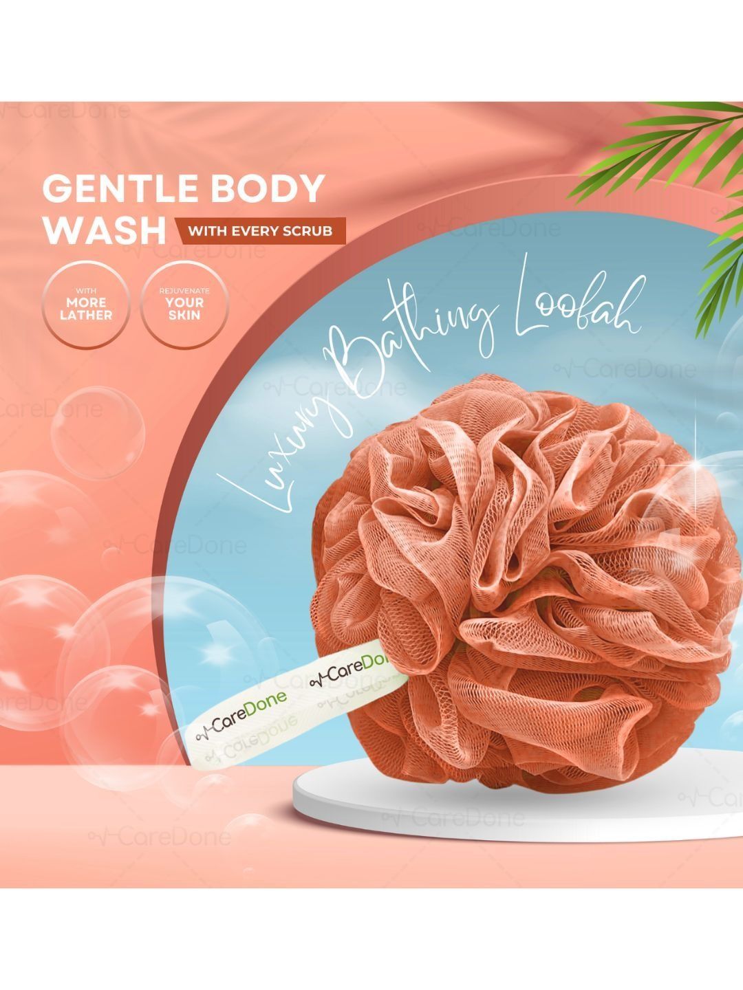 CareDone Large Bath Loofah Sponge For High Lather Cleansing