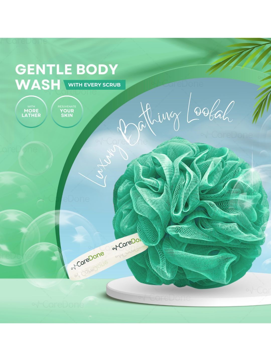 CareDone Bath Loofah Sponge Scrubber Exfoliator For High Lather Cleansing
