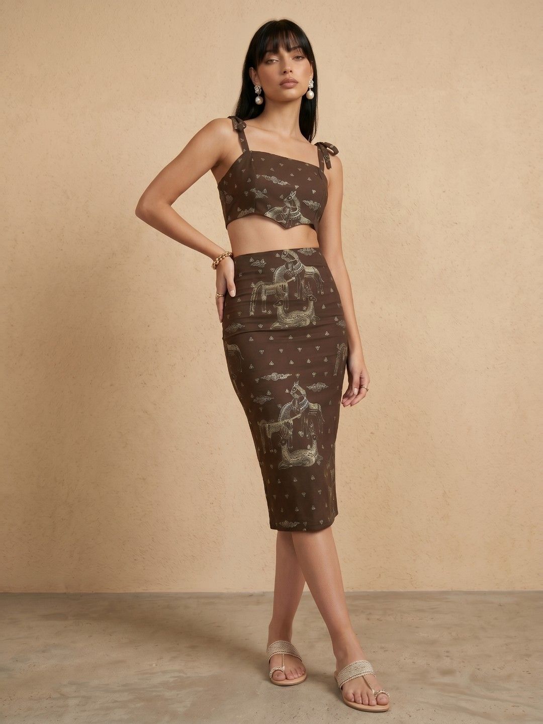 fusion by glitchez Indie Conversational Printed Top with Skirt Co-Ords