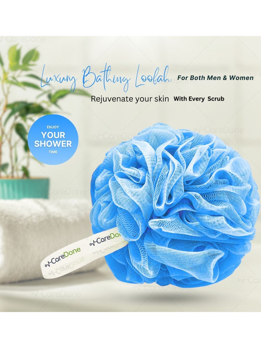 CareDone Bath Loofah Sponge Scrubber Exfoliator For High Lather Cleansing