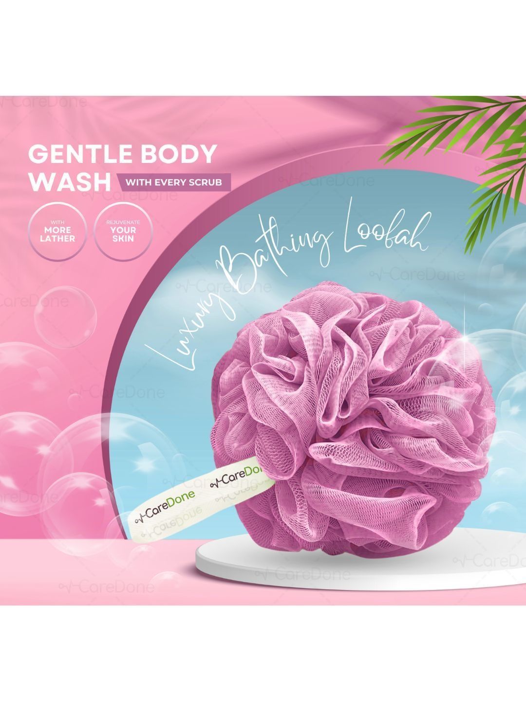 CareDone Bath Loofah Sponge Scrubber Exfoliator  For High Lather Cleansing