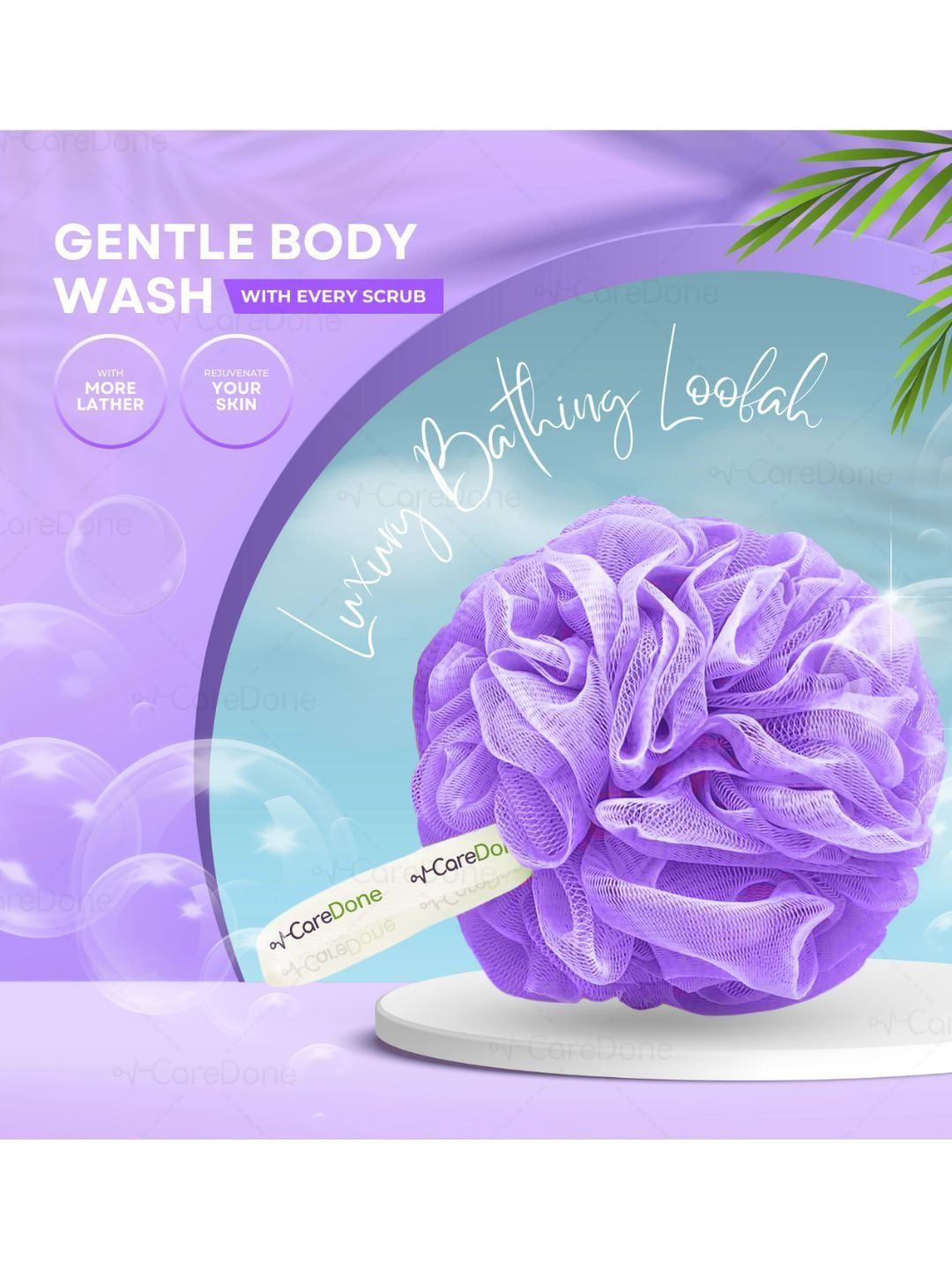 CareDone Large Bath Loofah Sponge Scrubber Exfoliator