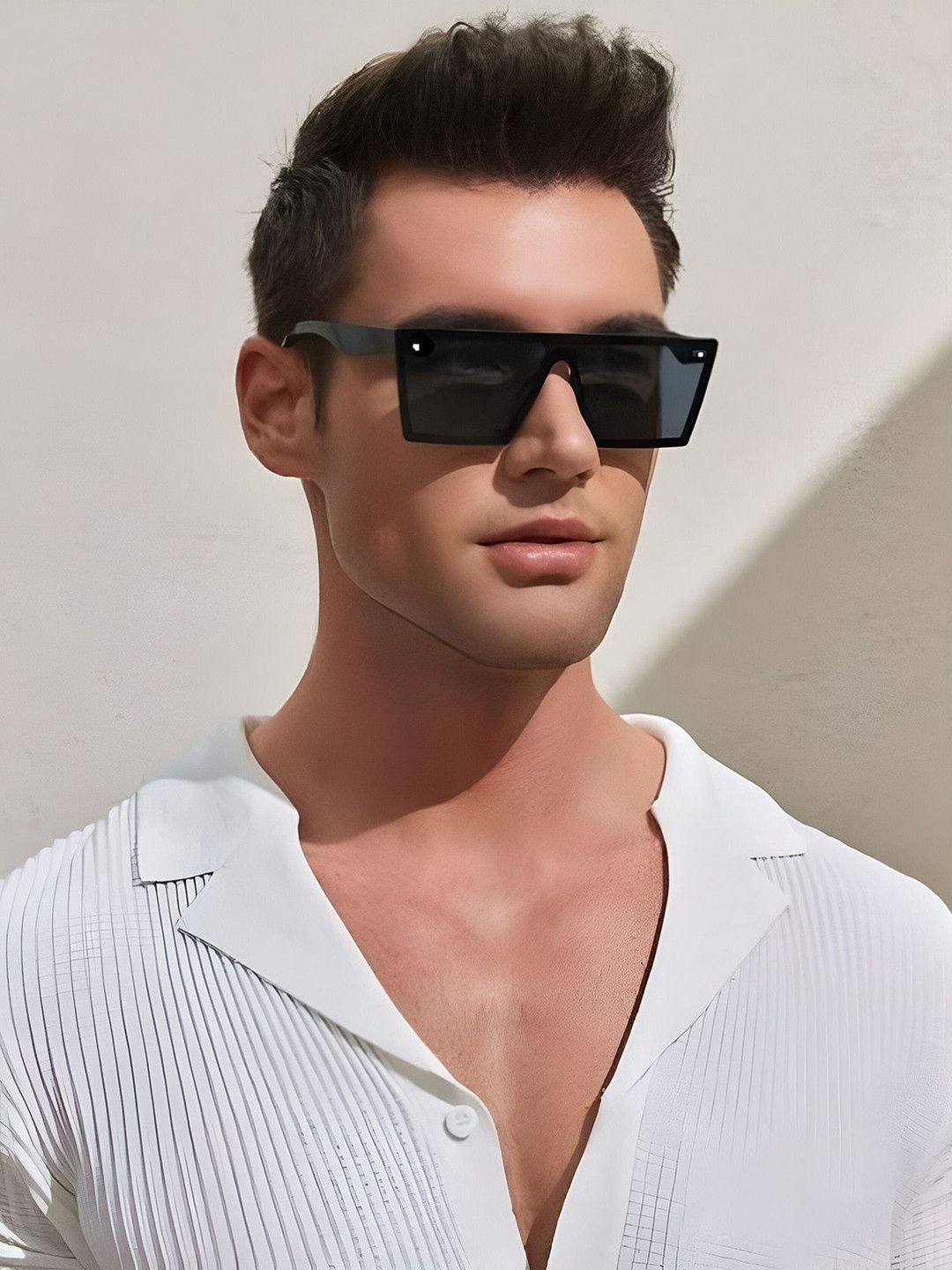 FUNGLASSES Unisex Square Sunglasses with UV Protected Lens 6087 BLACK