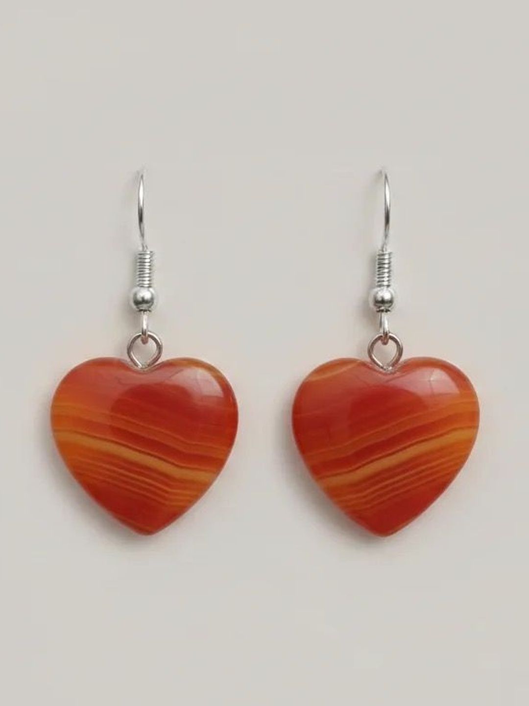 Radheya Gems Heart Shaped Carnelian Earrings