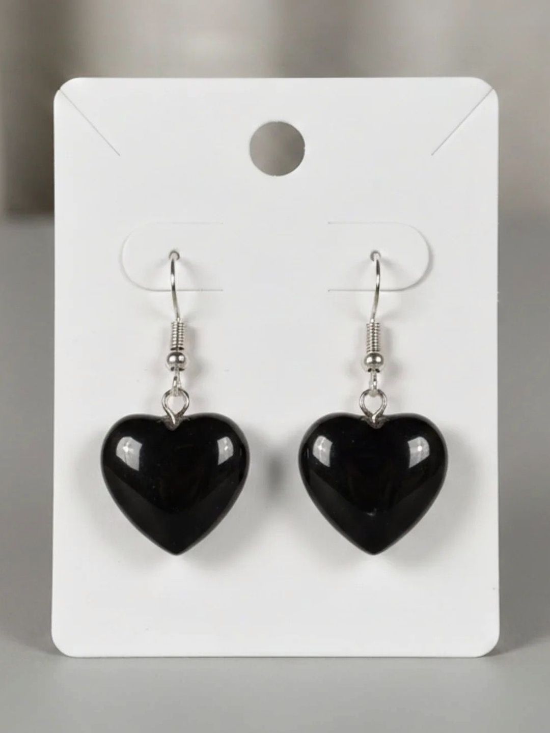 Radheya Gems Black Onyx Heart Shaped Drop Earrings