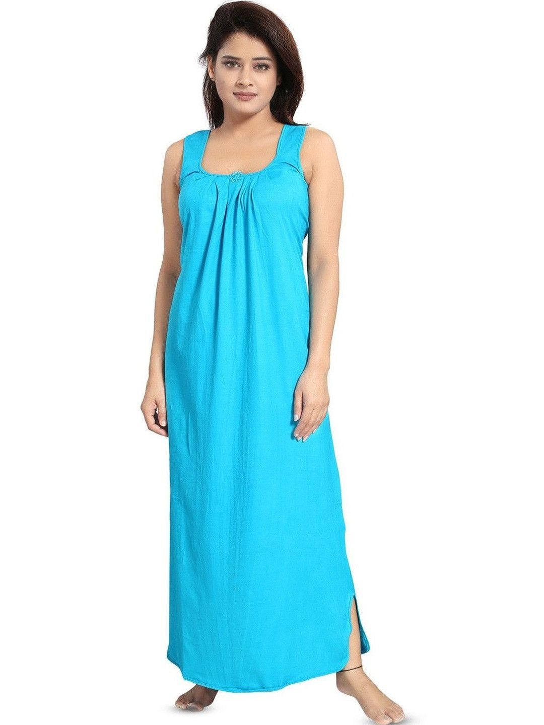 NIGHTY KING Women Square Neck Maxi Nightdress