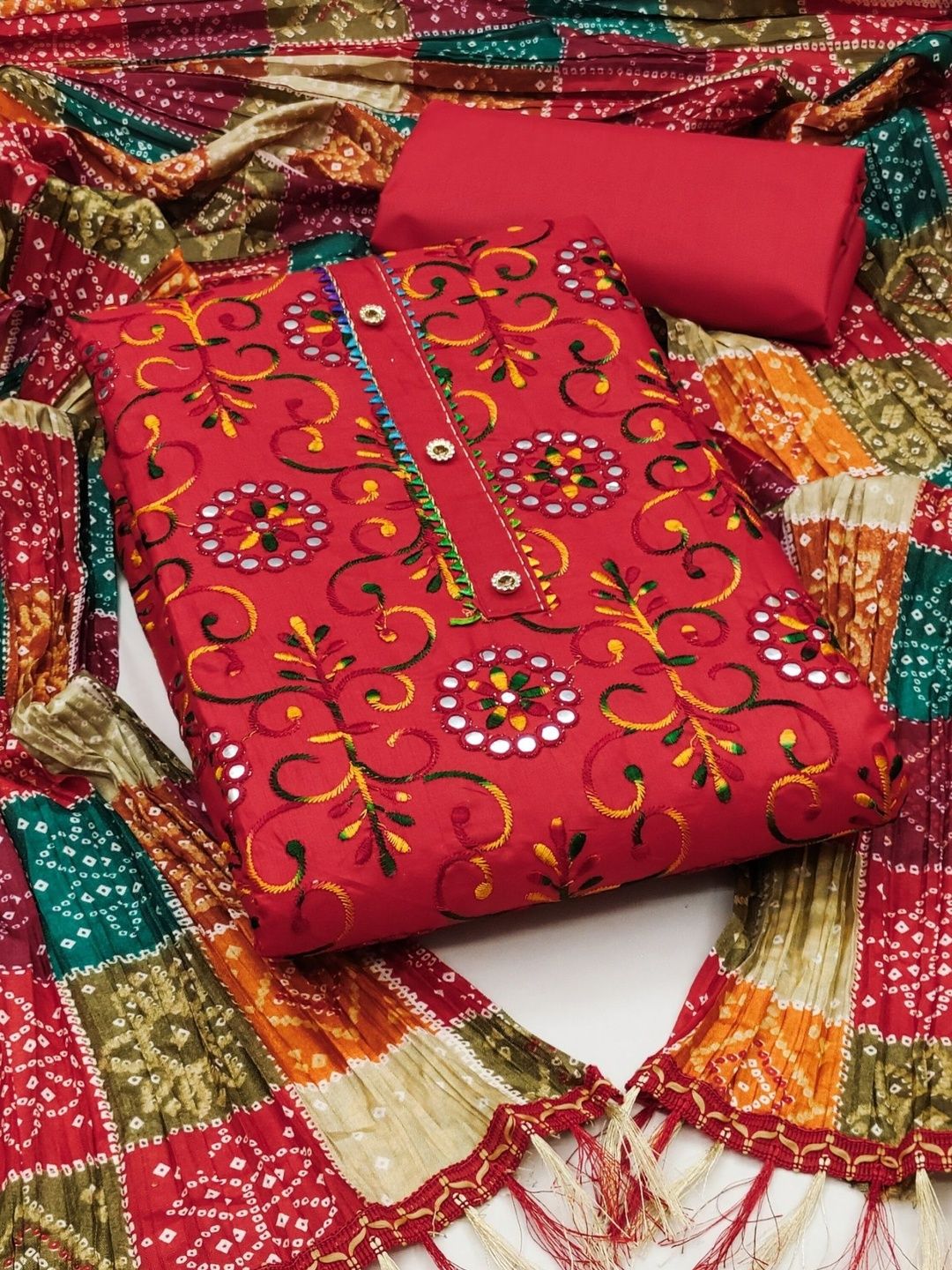 Dhaaga Ghar Embroidered Pure Cotton Unstitched Dress Material