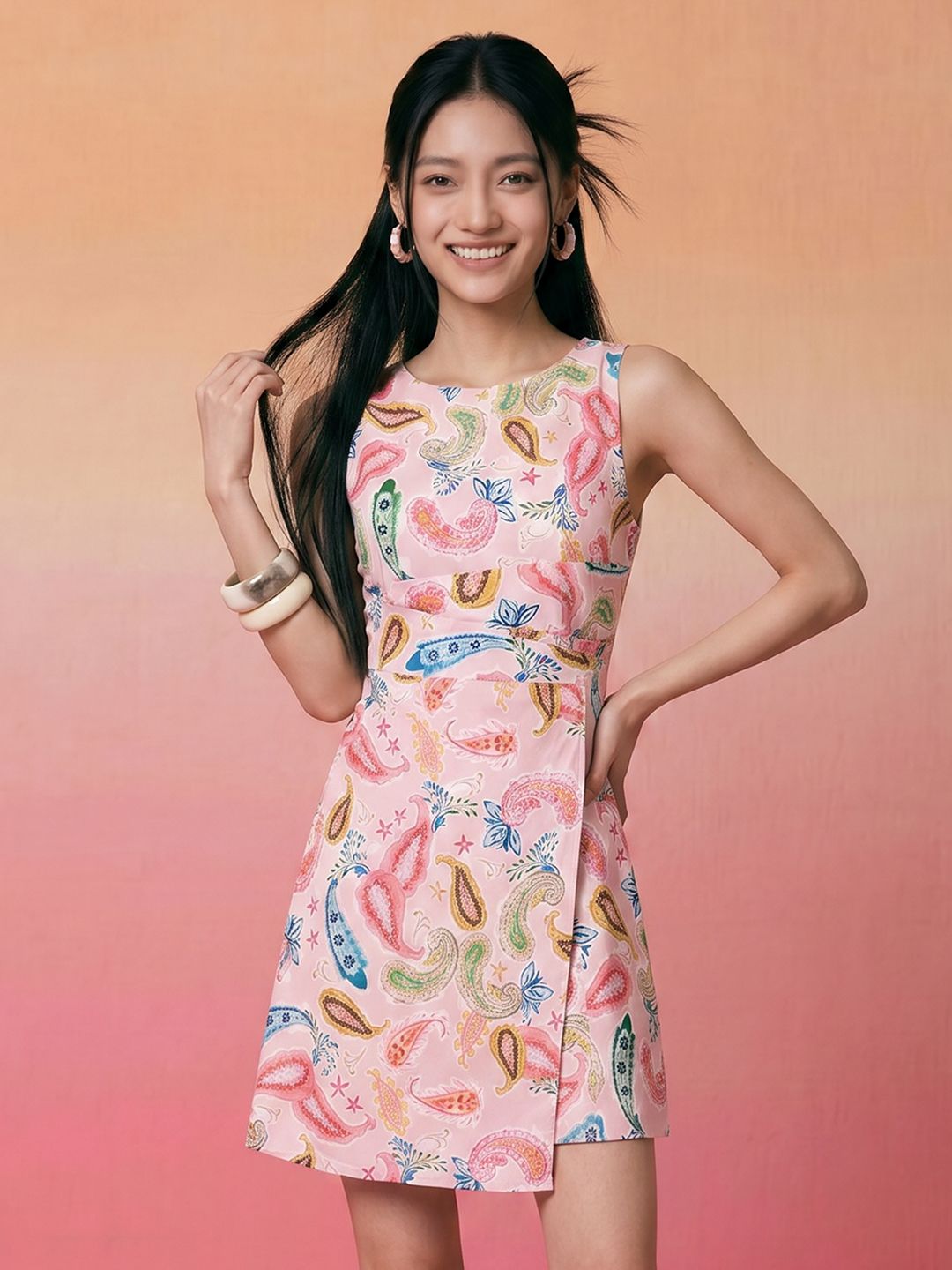 ZACCAI Paisley Printed A-Line Dress