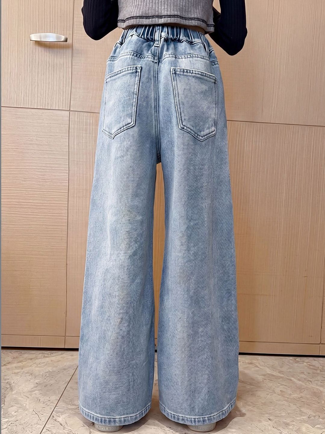 Girls Blue Cotton Patchwork Wash Jeans 2
