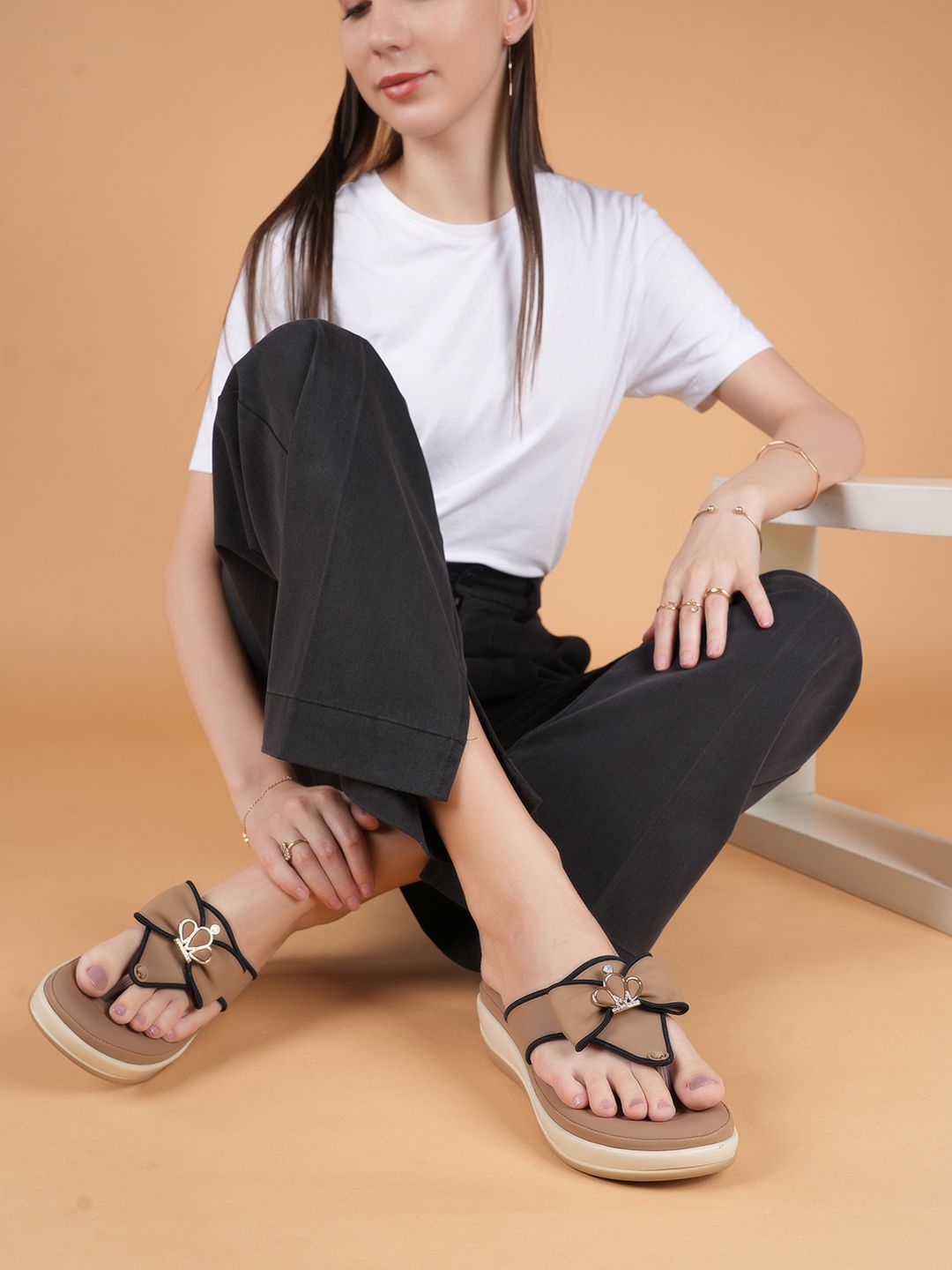 Mast & Harbour Women T-Strap Flats with Bows